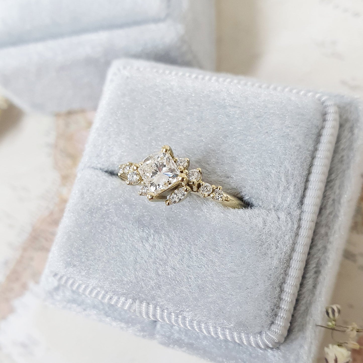 Princess Cluster Lab Grown Diamond Engagement Ring