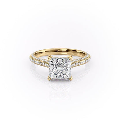 2.08 CT Princess Solitaire Triple Pave Setting Moissanite Engagement Ring 11