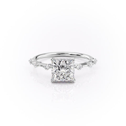 2.08 CT Princess Solitaire Dainty Style Moissanite Engagement Ring 10