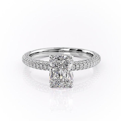 2.1 CT Radiant Cut Hidden Halo Triple Pave Moissanite Engagement Ring 10