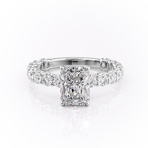 2.1 CT Radiant Cut Solitaire Pave Setting Moissanite Engagement Ring 10