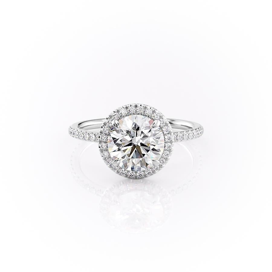 1.90 CT Round Cut Halo Pave Setting Moissanite Engagement Ring 10