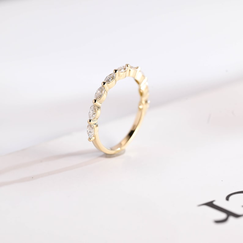 0.2 TCW Marquise Half Eternity Lab Grown Diamond Wedding Band