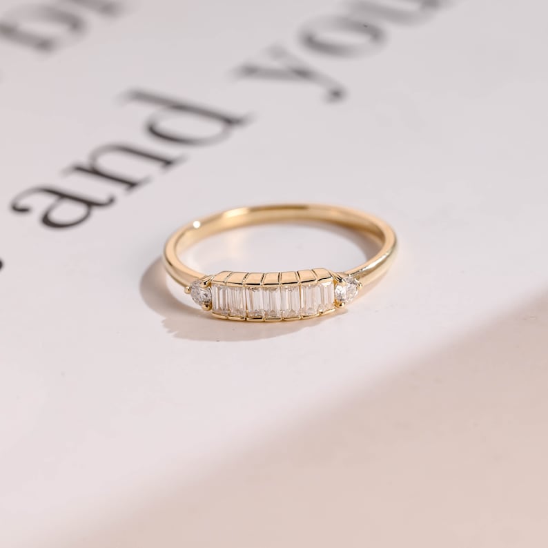0.2 TCW Round & Baguette Cluster Lab Grown Diamond Wedding Band