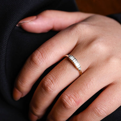 0.2 TCW Round & Baguette Cluster Lab Grown Diamond Wedding Band