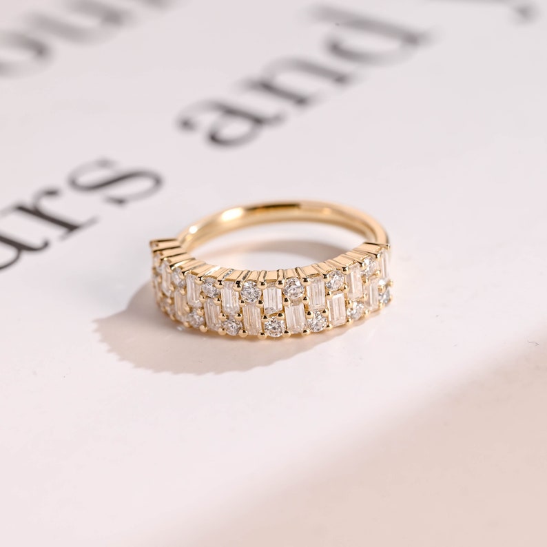 0.5 TCW Round & Baguette Cluster Lab Grown Diamond Wedding Band