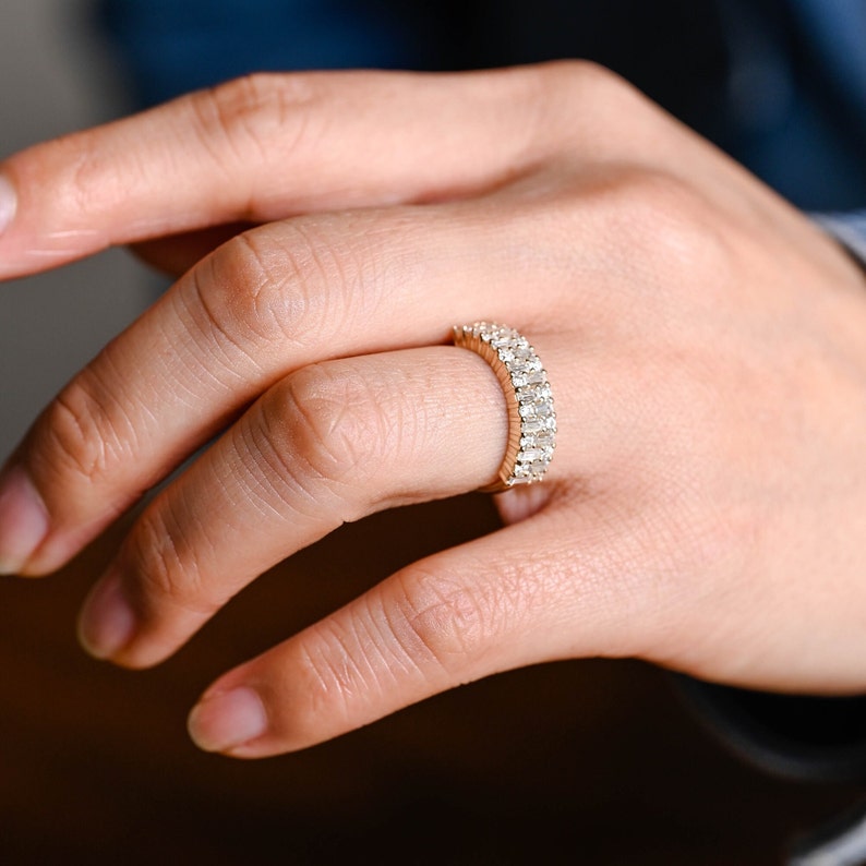 0.5 TCW Round & Baguette Cluster Lab Grown Diamond Wedding Band