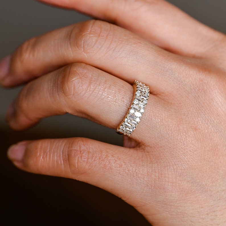 0.5 TCW Round & Baguette Cluster Lab Grown Diamond Wedding Band