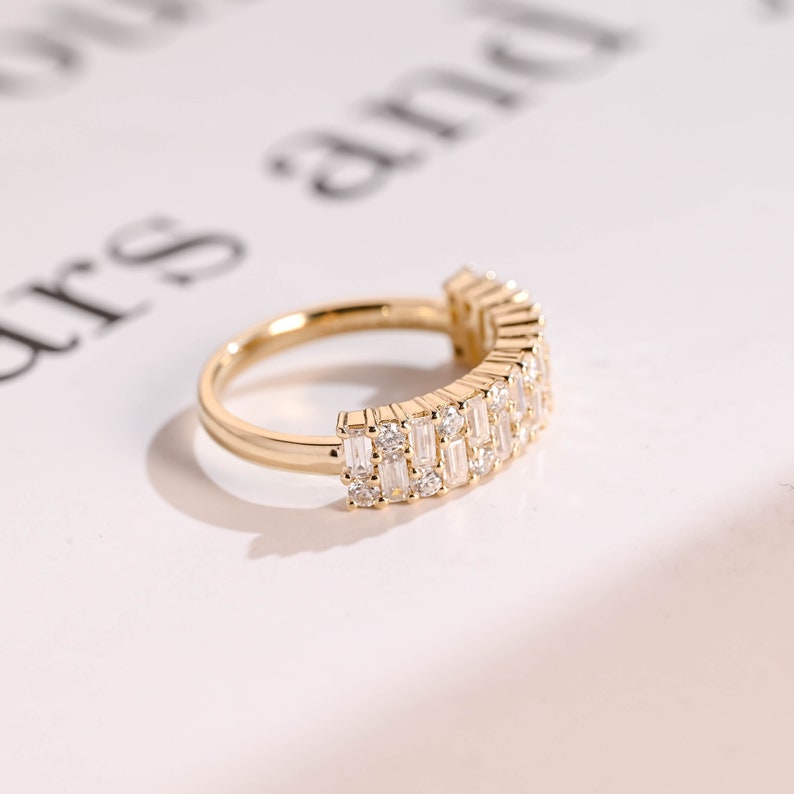 0.5 TCW Round & Baguette Cluster Lab Grown Diamond Wedding Band
