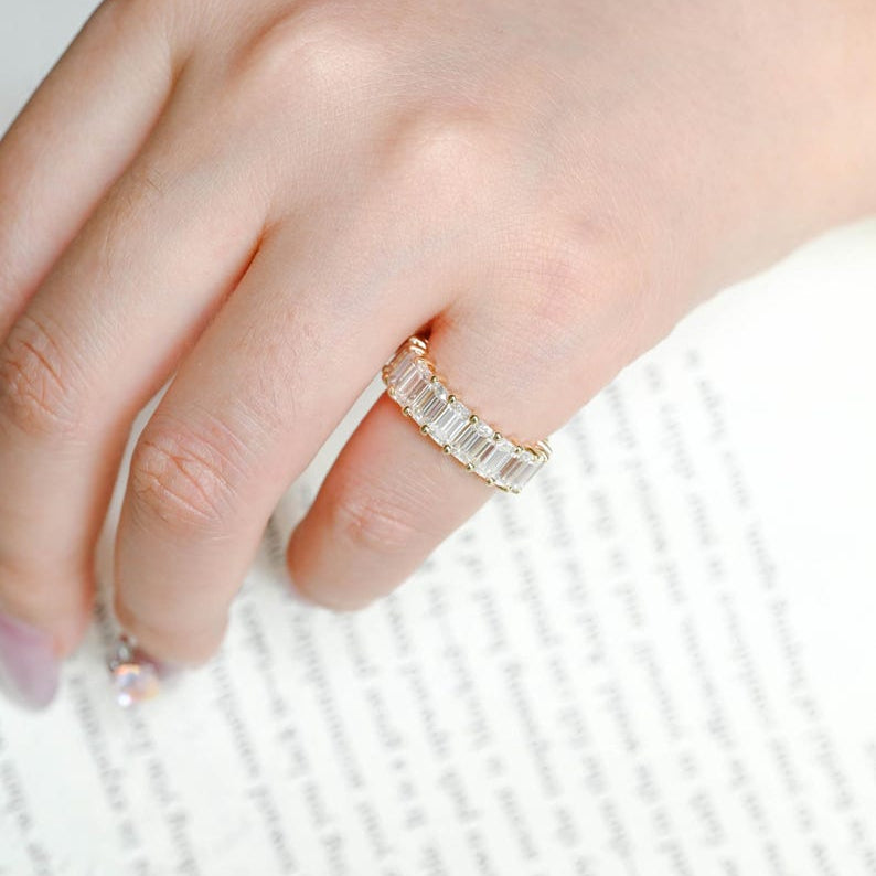 0.5 TCW Emerald Full Eternity Lab Grown Diamond Wedding Band