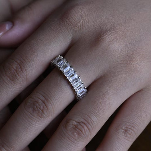 0.5 TCW Emerald Full Eternity Lab Grown Diamond Wedding Band