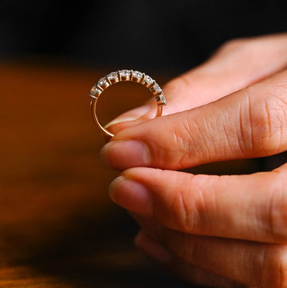 0.2 TCW Round Half Eternity Lab Grown Diamond Wedding Band