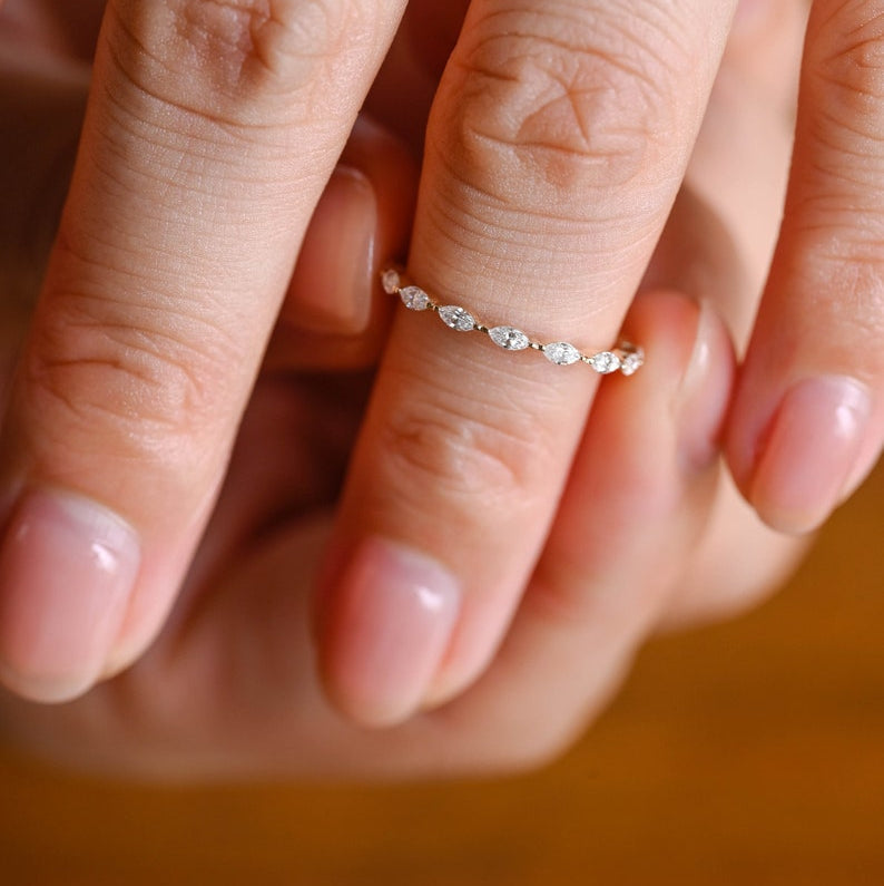 0.3 TCW Marquise Full Eternity Lab Grown Diamond Wedding Band