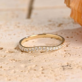 0.3 TCW Round Curved Lab Grown Diamond Wedding Band