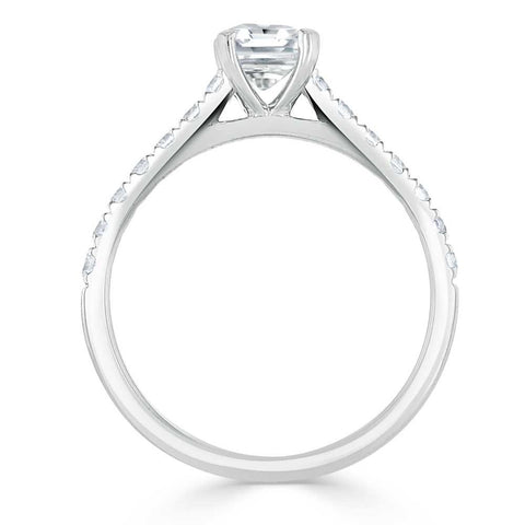 0.75 CT Radiant Cut Solitaire Pave Setting Engagement Ring 4