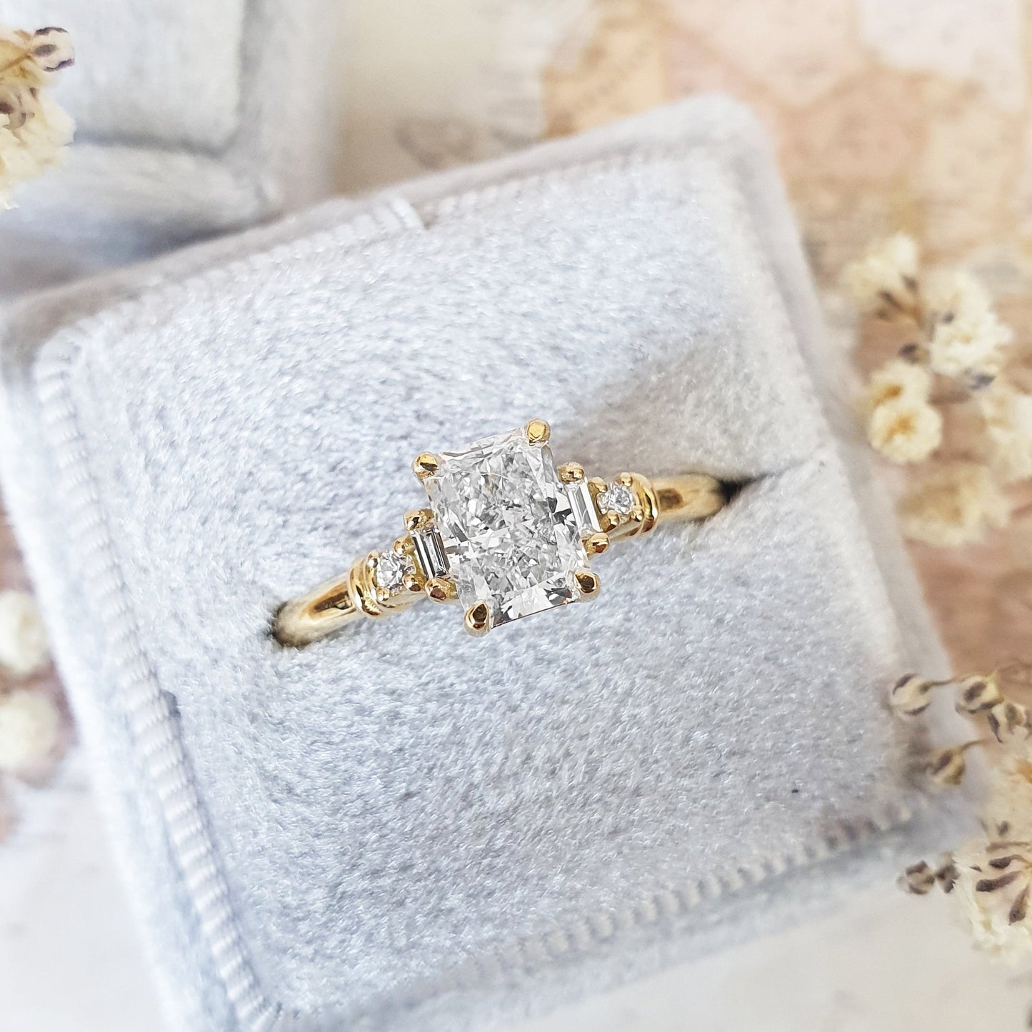 Radiant Cluster Lab Grown Diamond Engagement Ring