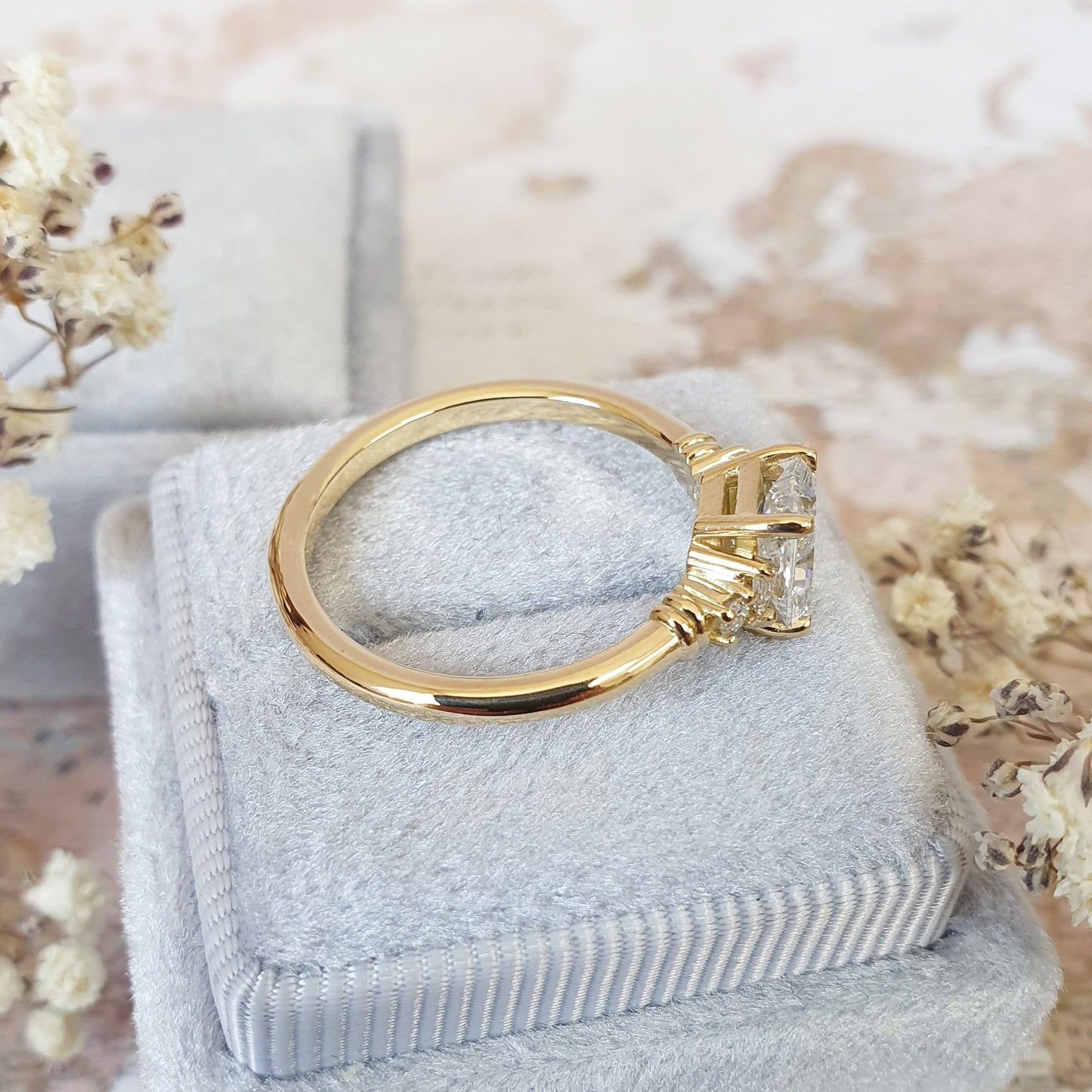 Radiant Cluster Lab Grown Diamond Engagement Ring