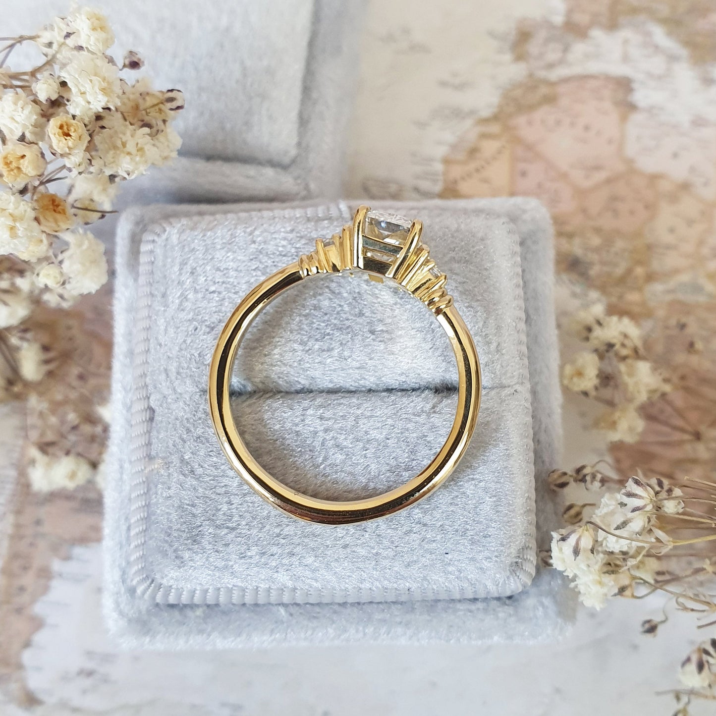 Radiant Cluster Lab Grown Diamond Engagement Ring