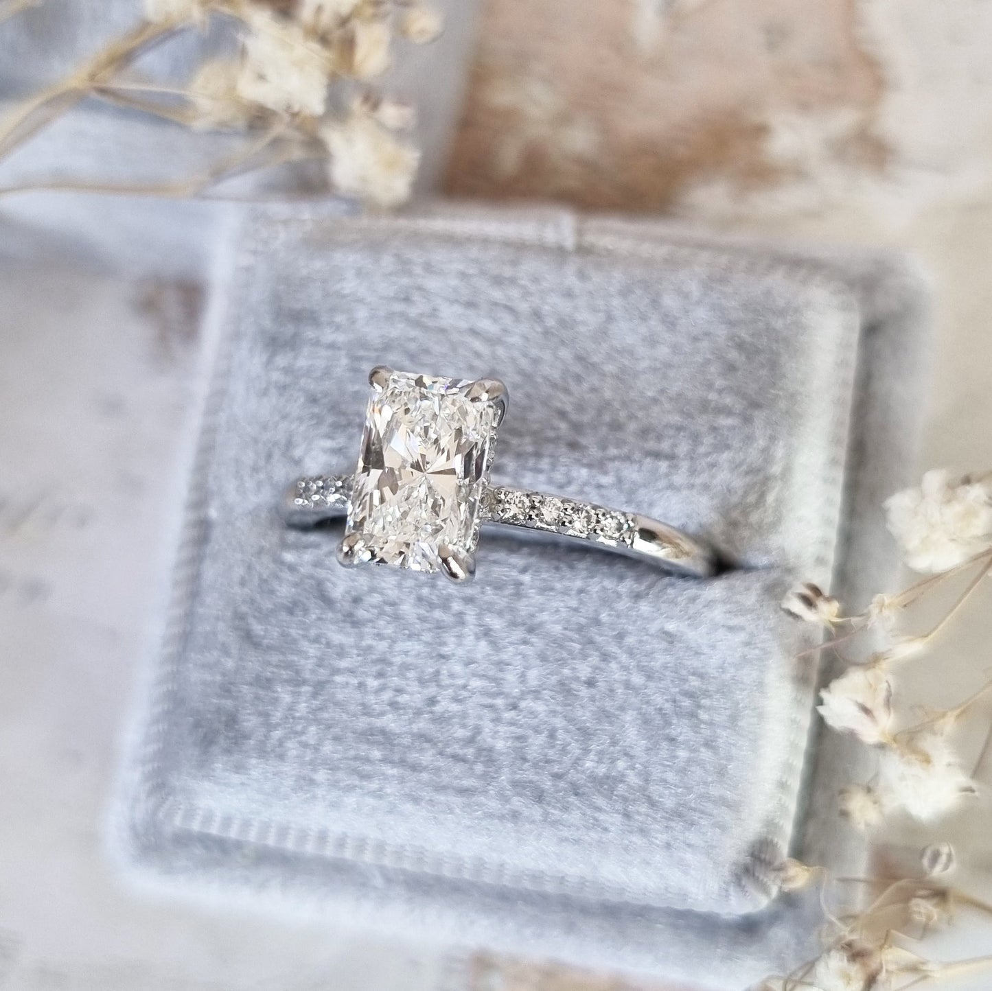 Radiant Pave Lab Grown Diamond Engagement Ring