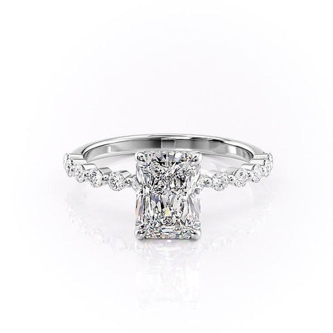 2.10 CT Radiant Solitaire Pave Setting Moissanite Engagement Ring 10