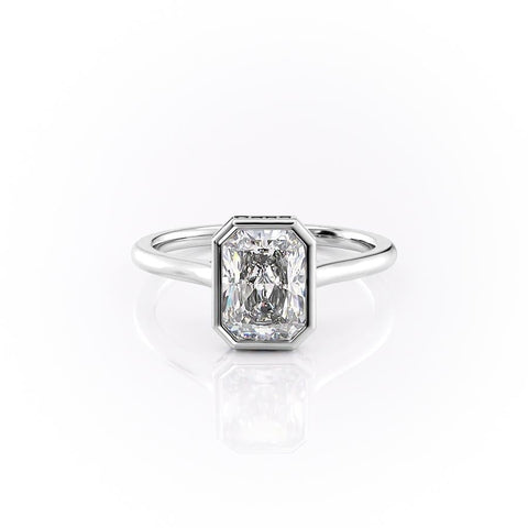 2.1 CT Radiant Cut Bezel Solitaire Moissanite Engagement Ring 10