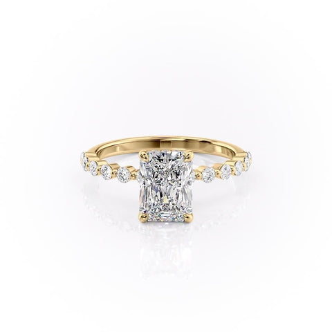 2.10 CT Radiant Solitaire Pave Setting Moissanite Engagement Ring 11