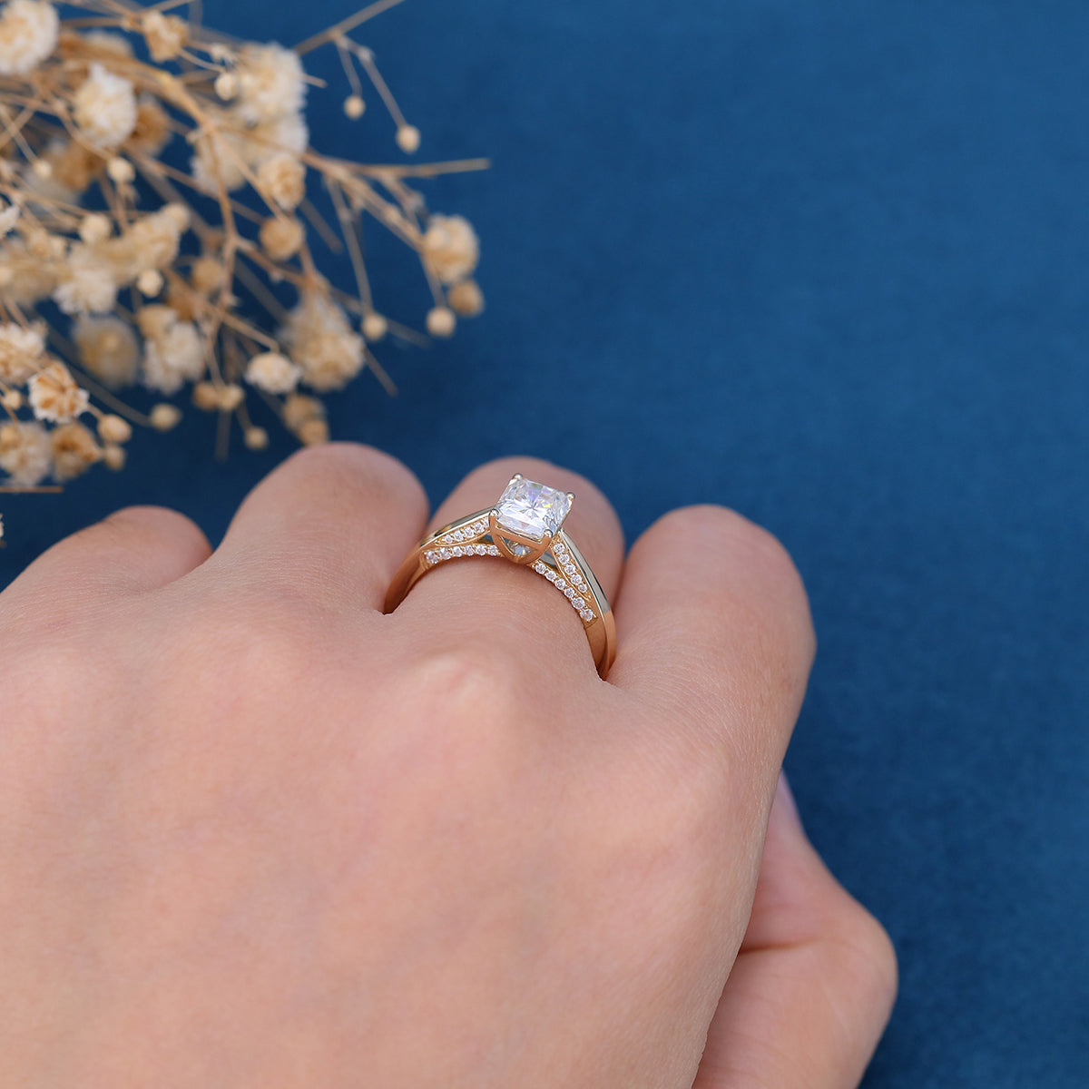 Radiant Pave Lab Grown Diamond Engagement Ring