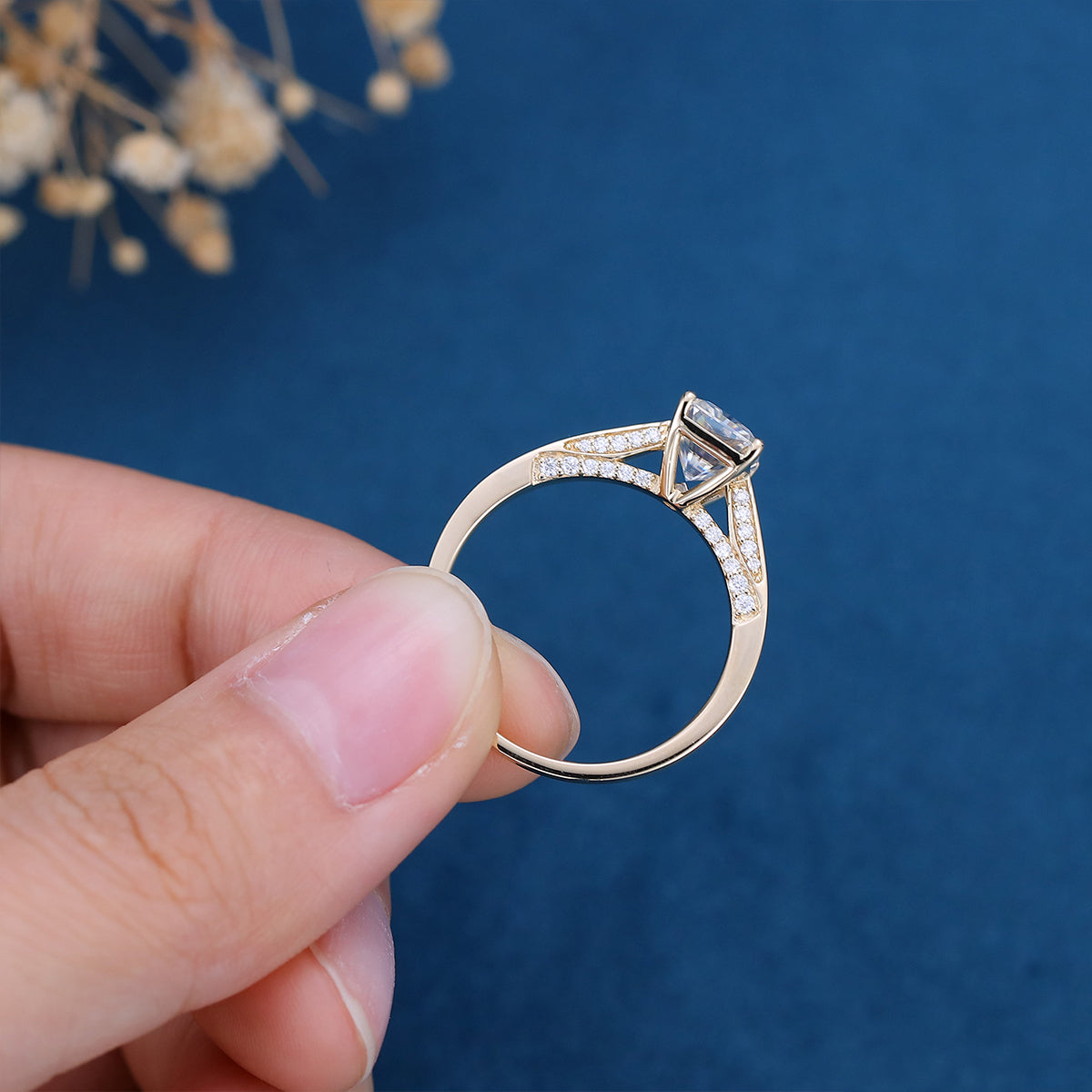 Radiant Pave Lab Grown Diamond Engagement Ring