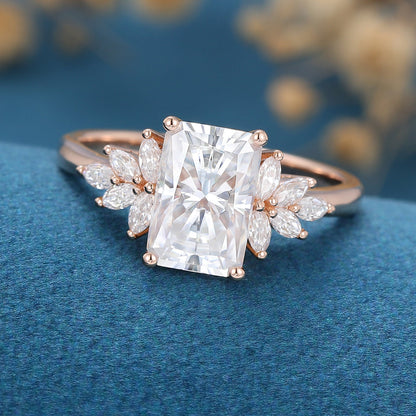 Radiant Cluster Lab Grown Diamond Engagement Ring