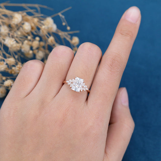 Radiant Cluster Lab Grown Diamond Engagement Ring