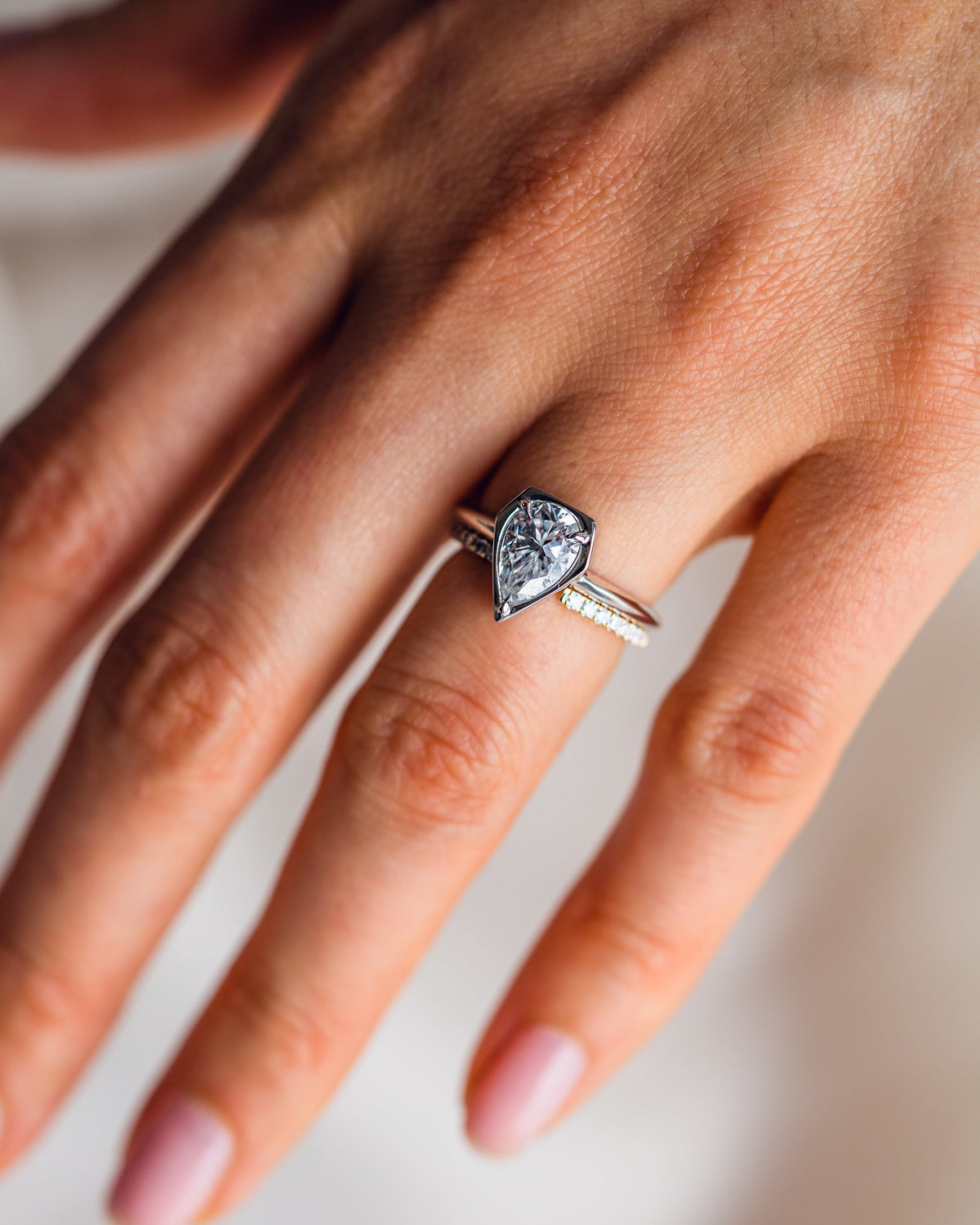 0.18 CT Round Shaped Open Moissanite Wedding Band