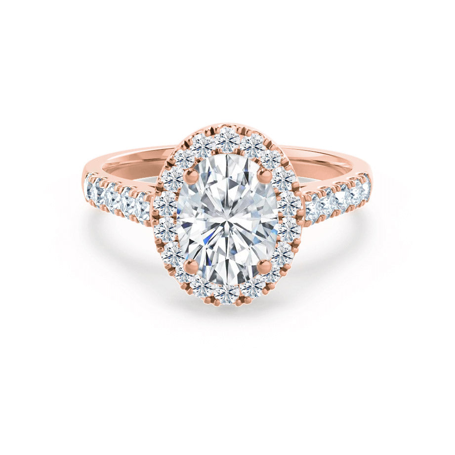 Oval Halo & Pave Lab Grown Diamond Engagement Ring