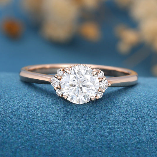Round Cluster Lab Grown Diamond Engagement Ring