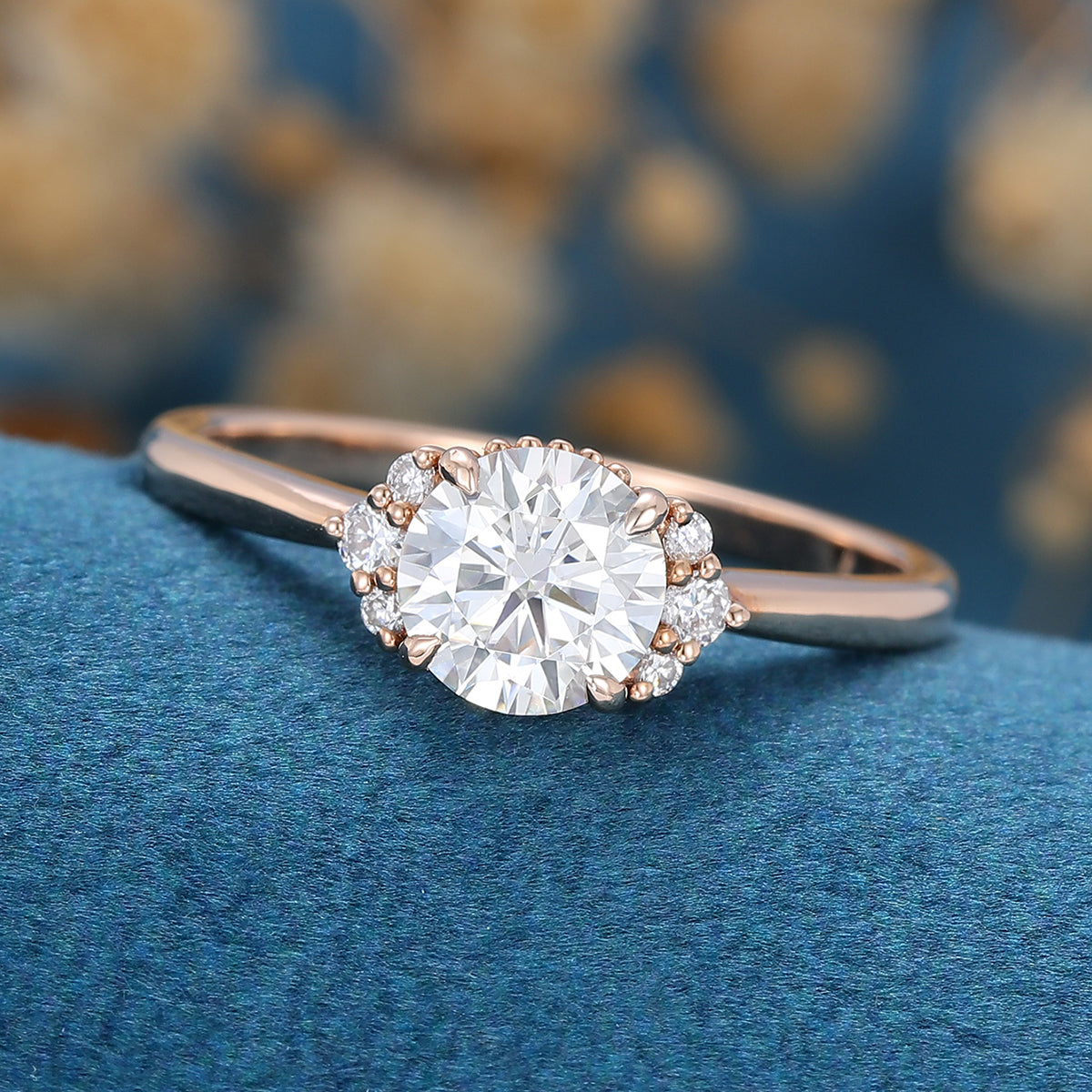 Round Cluster Lab Grown Diamond Engagement Ring