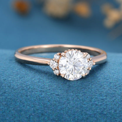 Round Cluster Lab Grown Diamond Engagement Ring