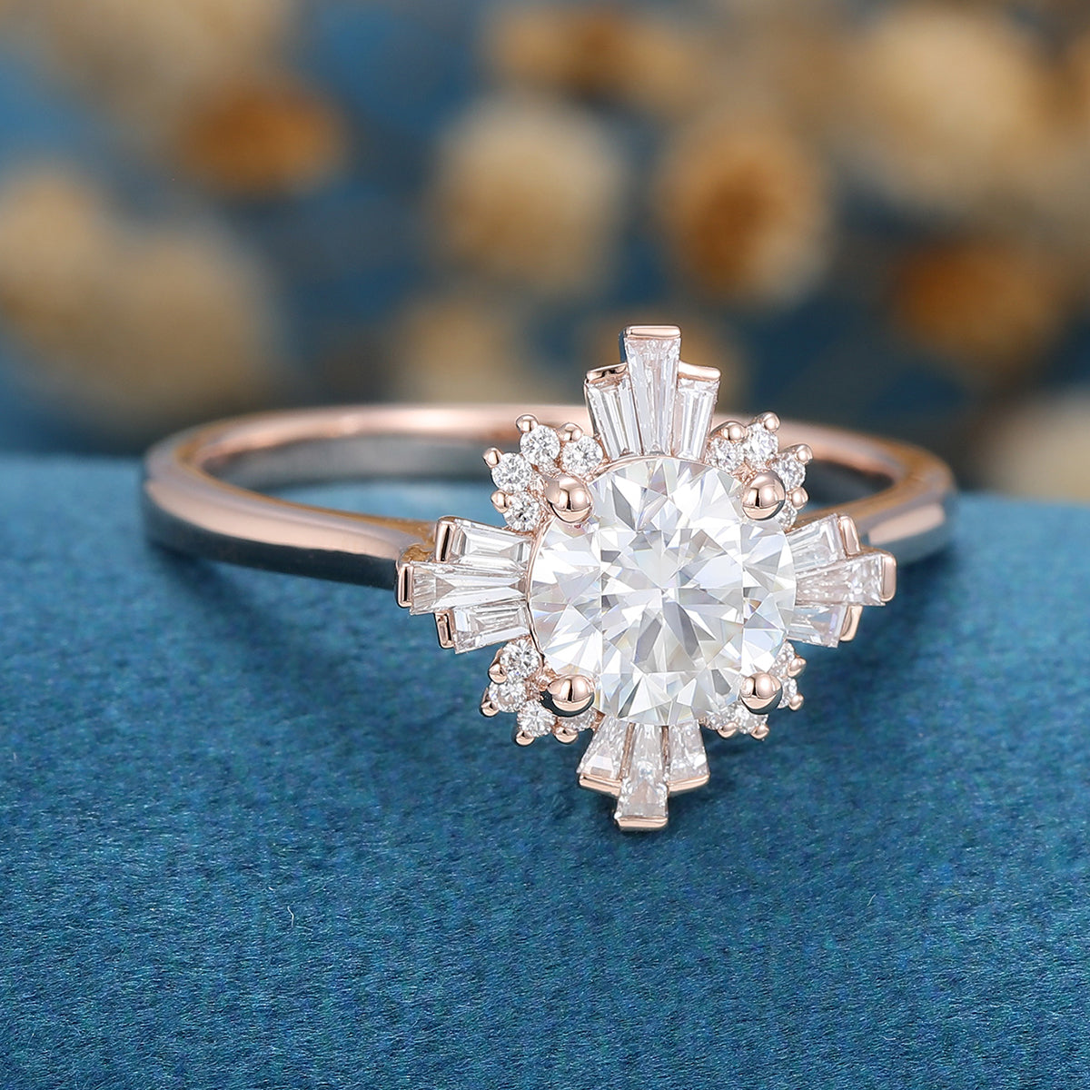 Round Cluster Lab Grown Diamond Engagement Ring