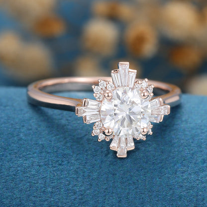 Round Cluster Lab Grown Diamond Engagement Ring