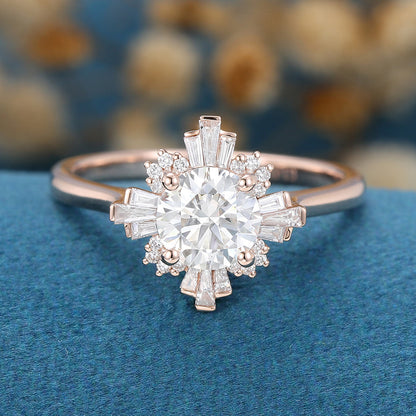 Round Cluster Lab Grown Diamond Engagement Ring