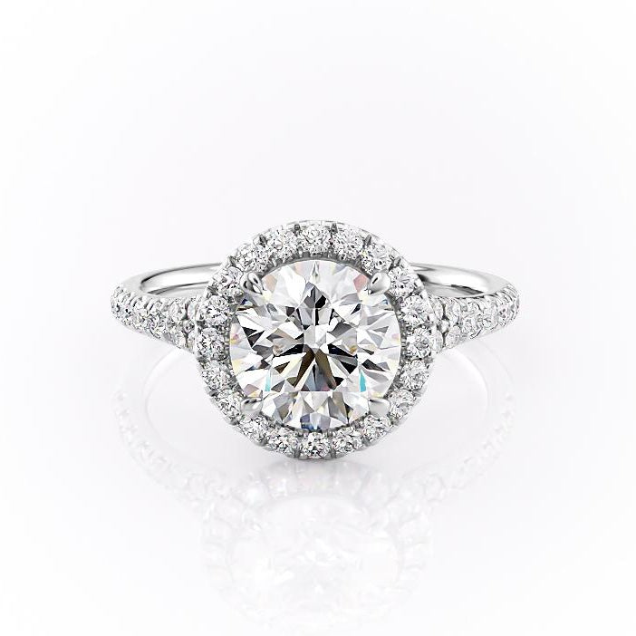 1.60 CT Round Cut Halo Split Shank Setting Moissanite Engagement Ring 10