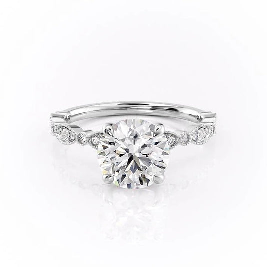 1.60 CT Round Cut Milgrain Solitaire Style Moissanite Engagement Ring 10