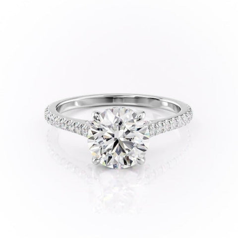 1.60 CT Round Cut Solitaire Pave Setting Moissanite Engagement Ring 10