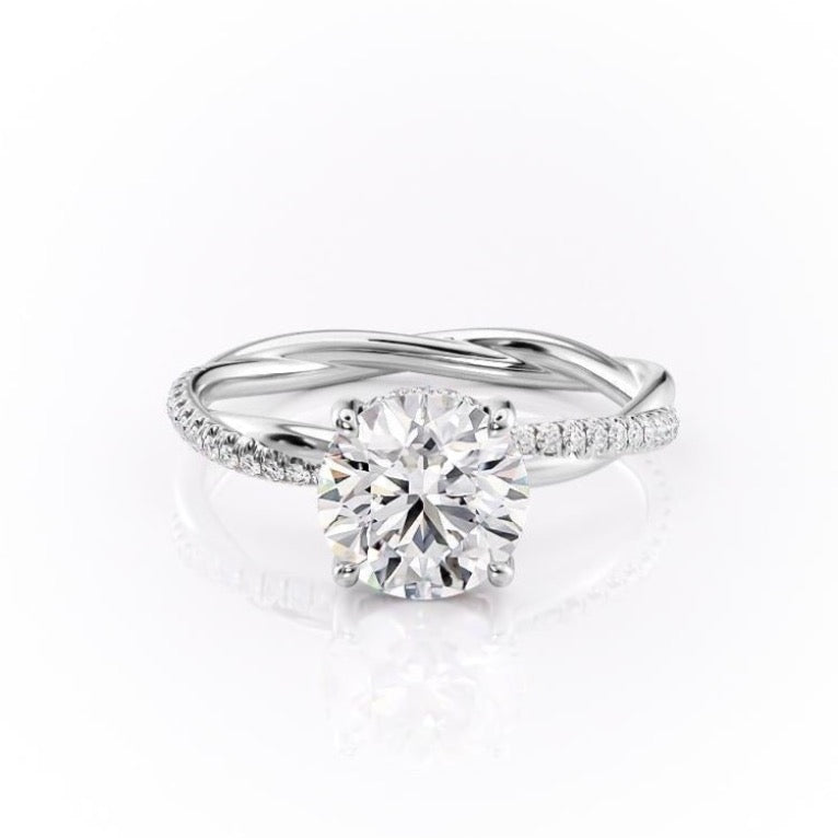 1.60 CT Round Cut Solitaire Twisted Pave Moissanite Engagement Ring 10