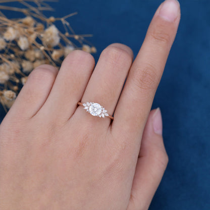 Round Cluster Lab Grown Diamond Engagement Ring