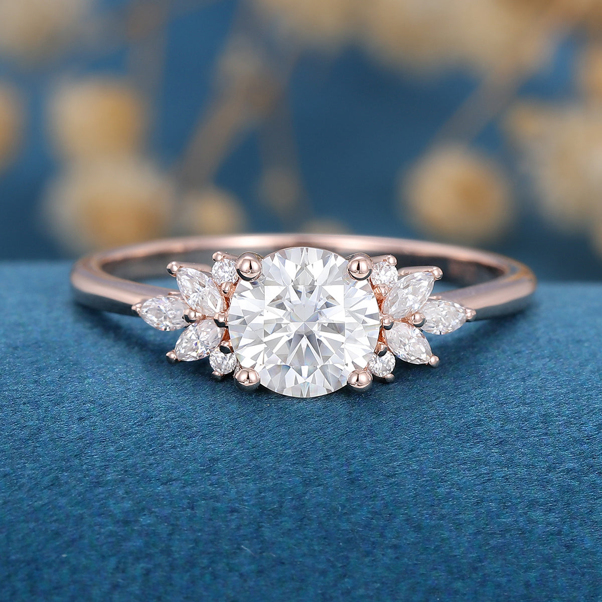 Round Cluster Lab Grown Diamond Engagement Ring