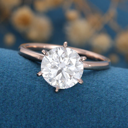 Round Solitaire Lab Grown Diamond Engagement Ring