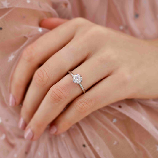 Round Solitaire Lab Grown Diamond Engagement Ring