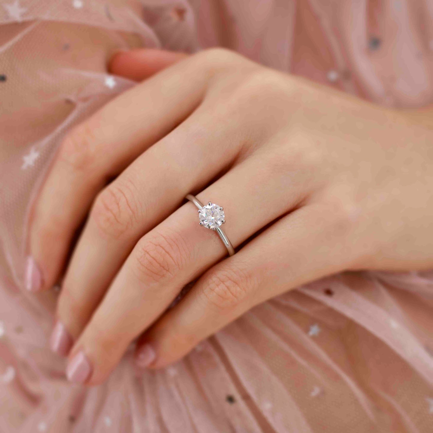 Round Solitaire Lab Grown Diamond Engagement Ring