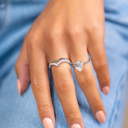 Pear Hidden Halo Lab Grown Diamond Engagement Ring
