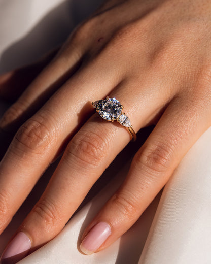 3.08 CT Round Three Stone Lab Grown Diamond Engagement Ring