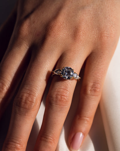 3.08 CT Round Three Stone Lab Grown Diamond Engagement Ring